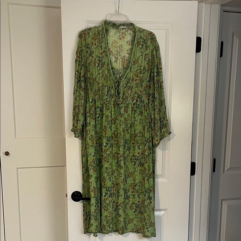 Zara Green Floral Midi Dress